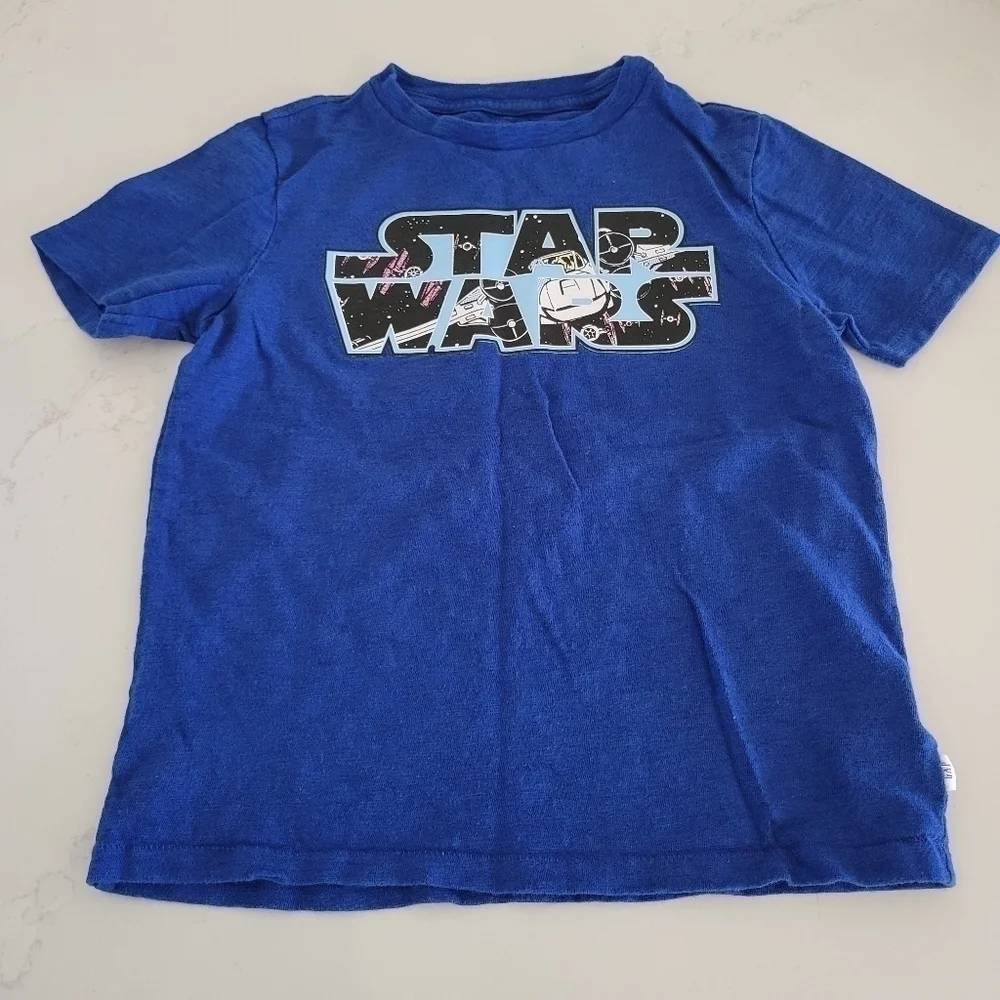 Gap Star Wars Blue Short-Sleeve Tee T-Shirt Size Boys Small X-wing 100% Cotton